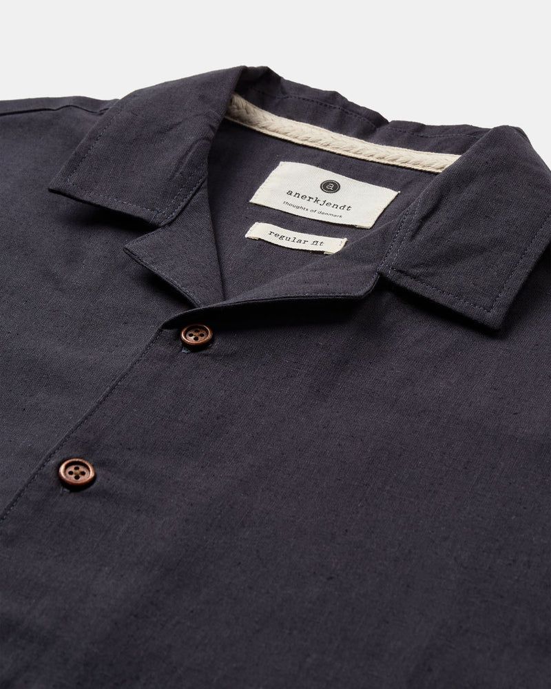 Anerkjendt AKLEO S/S COT/LINEN SHIRT - Dark Grey