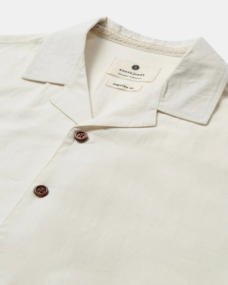 Anerkjendt AKLEO S/S COT/LINEN SHIRT - Tofu