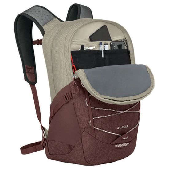 Osprey  Quasar 26 Mountaineering Backpack 26lt Sawdust Tan/Raisin Red