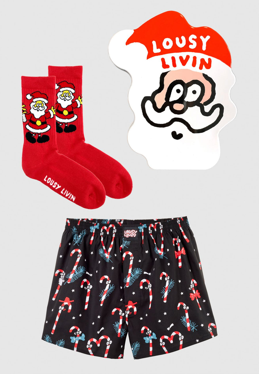 Lousy Livin Gift Box Sugar Sticks & Santa Socks